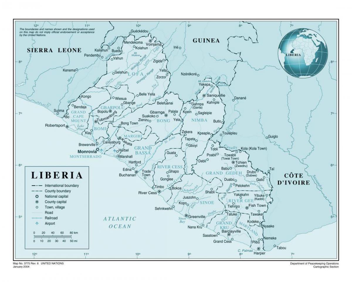 kaart van Liberia luchthaven