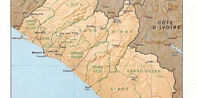 Het tekenen van de kaart in relief van Liberia