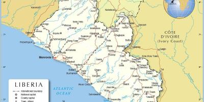 Kaart van Liberia, west-afrika